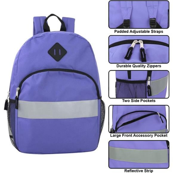 Kids Reflective Backpack for School, Colorful Backpack with Reflector Strips - Picture 2 of 6